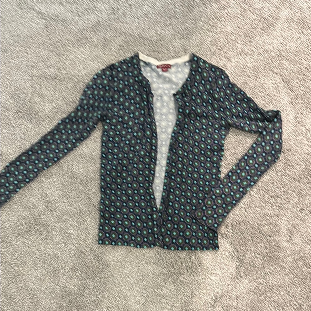 Merona Blue and Green Cardigan Sweater with Classic Style